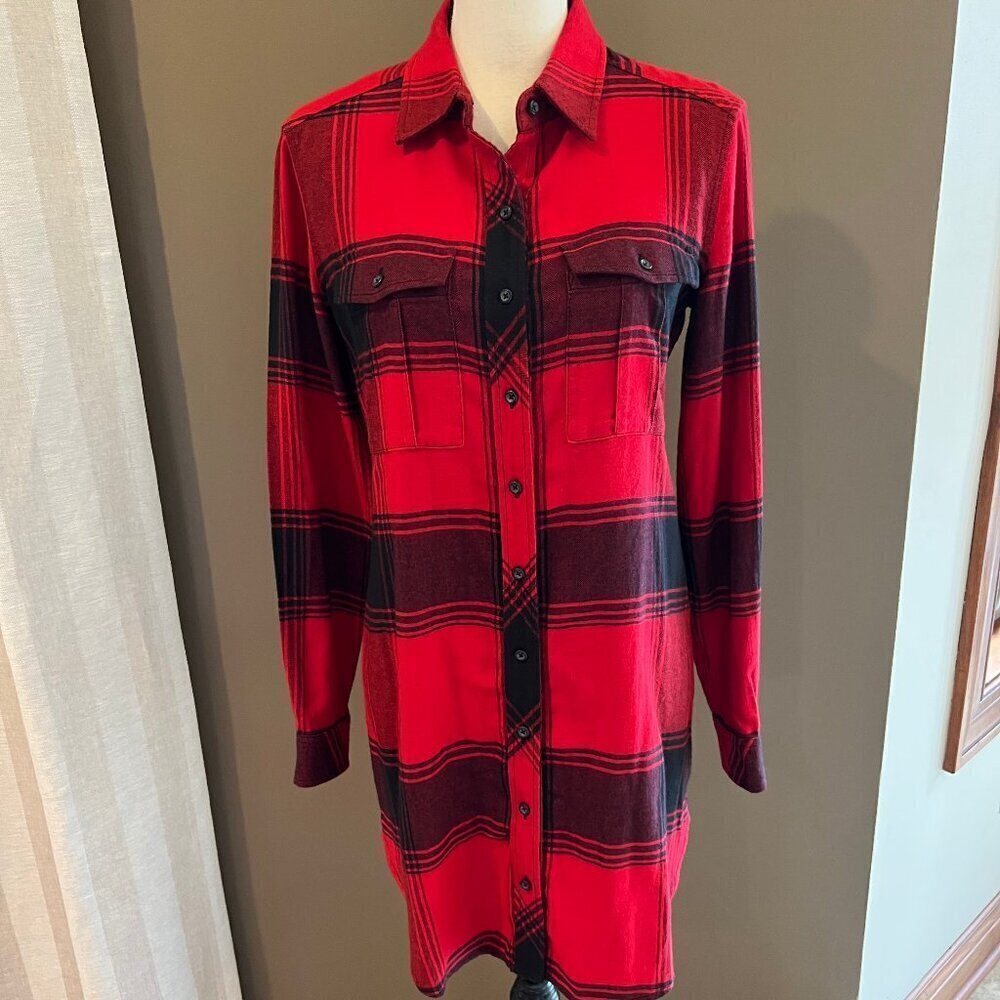 Athleta Trail to Town Button Down Dress Shirt Overshirt Tunic, Size XS